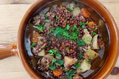 Saucisses (maison), lentilles